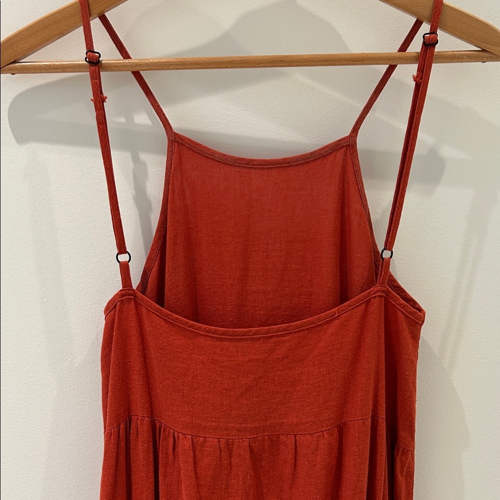 100% Linen Terracotta Midi Dress by UOs Urban Renewal - Picture 3 of 15